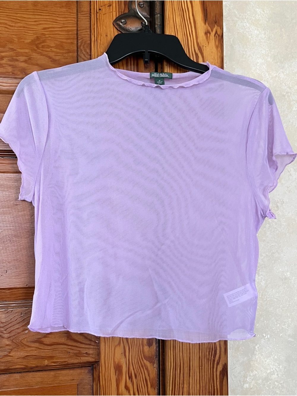 Wild Fable Women’s Lilac Sheer Cropped Short Sleeve Shirt Size M Fairy Coquette